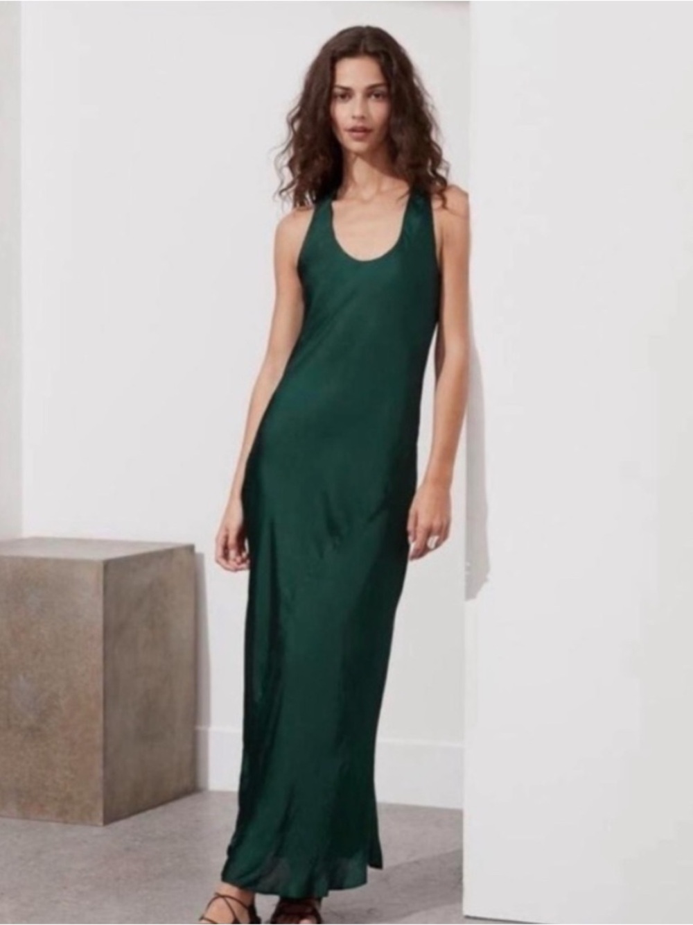 Women's Emerald Maxi Dress with Racerback Detail